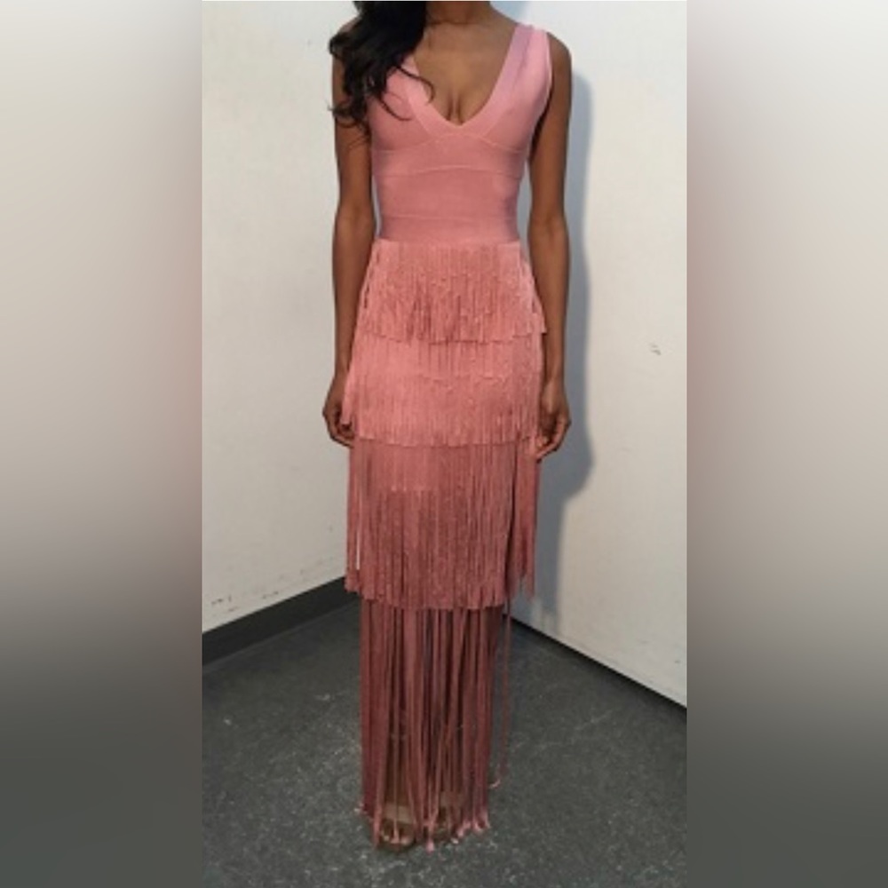 Jovani pink fringe dress 0